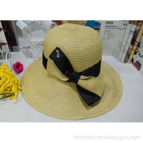 Fashion Womens Sun Hats With Bowknot Flower , Leisure Wide